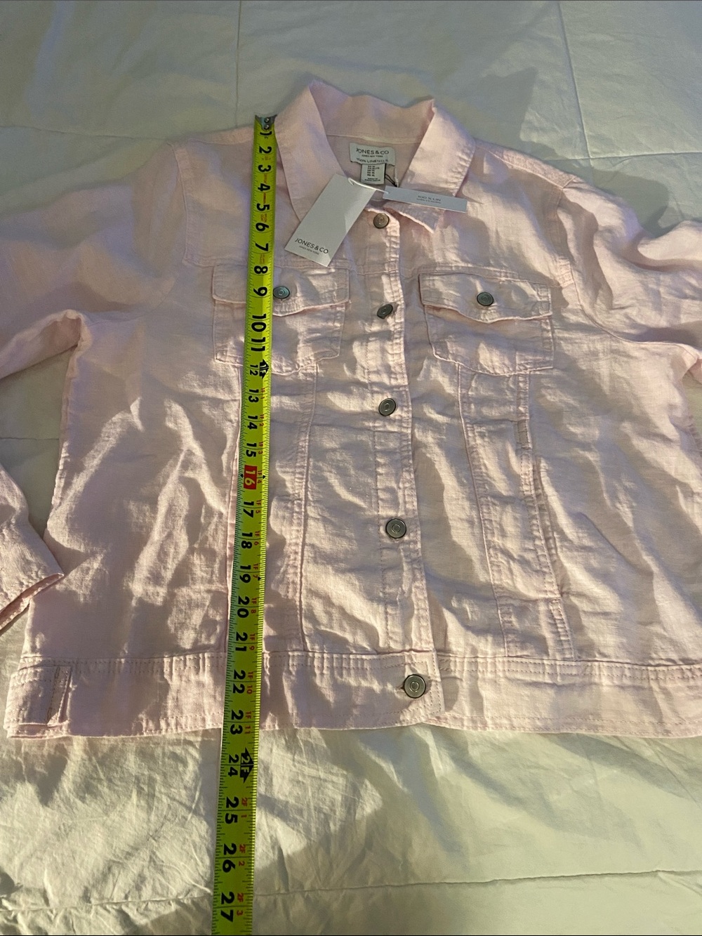 🩷Jones New York Light Pink Lightweight Washable Linen 
Jean Jacket🩷 - Picture 5 of 13